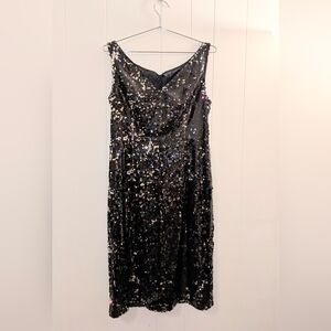Milly black sequin sleeveless cocktail dress.